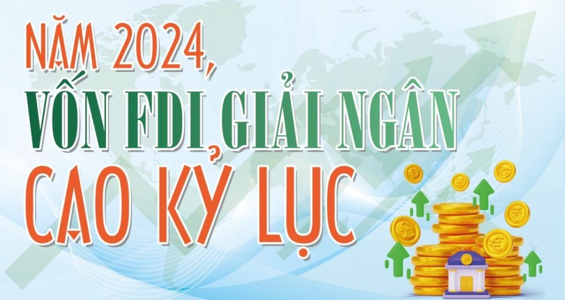 Infographics: Vốn FDI giải ngân cao kỷ lục trong năm 2024
