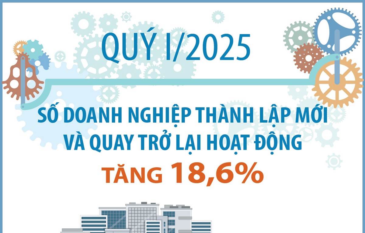 Quý I/2025, số doanh nghiệp thành lập mới và quay trở lại hoạt động tăng 18,6%